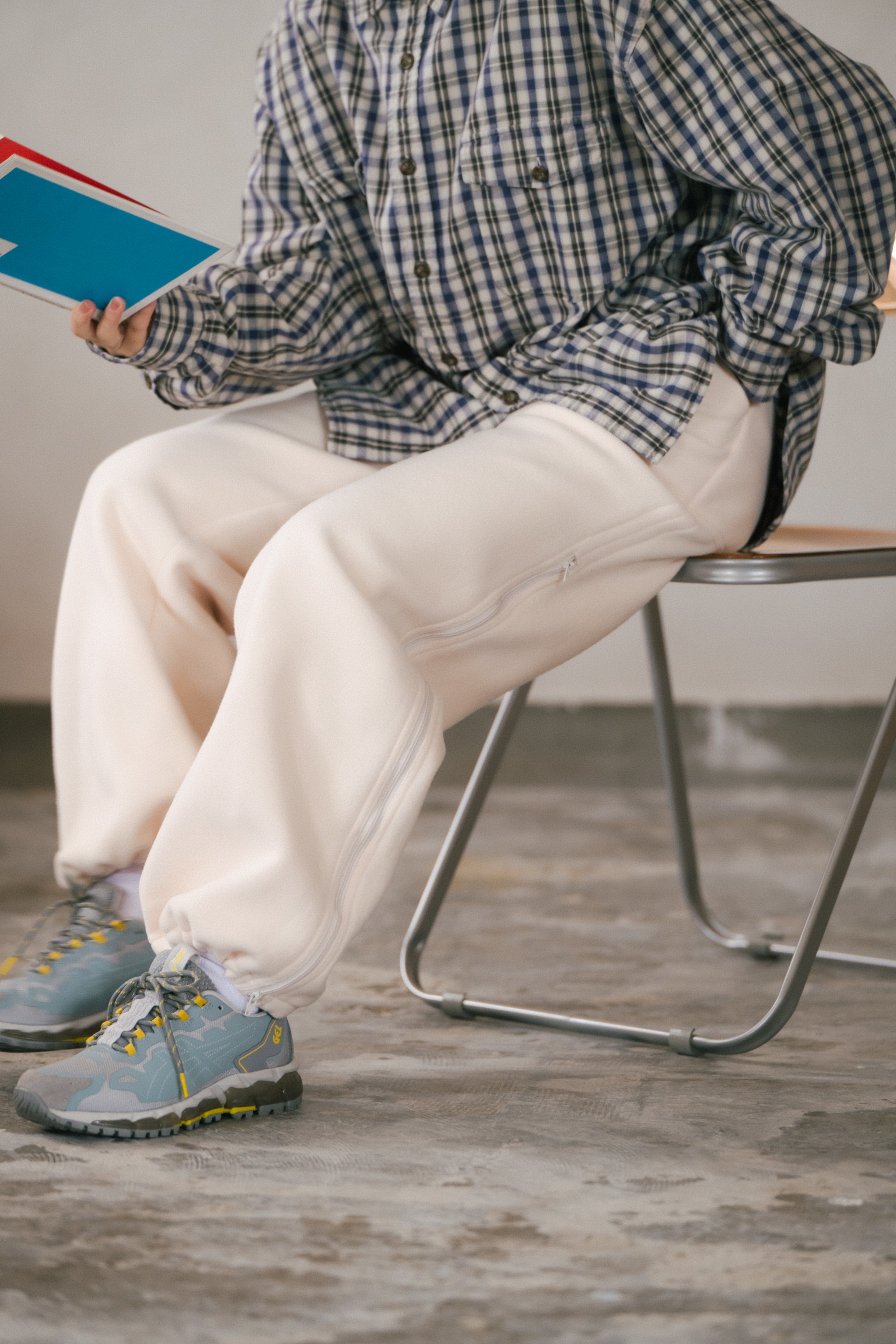 Side-Zip Fleece Pants - Off White