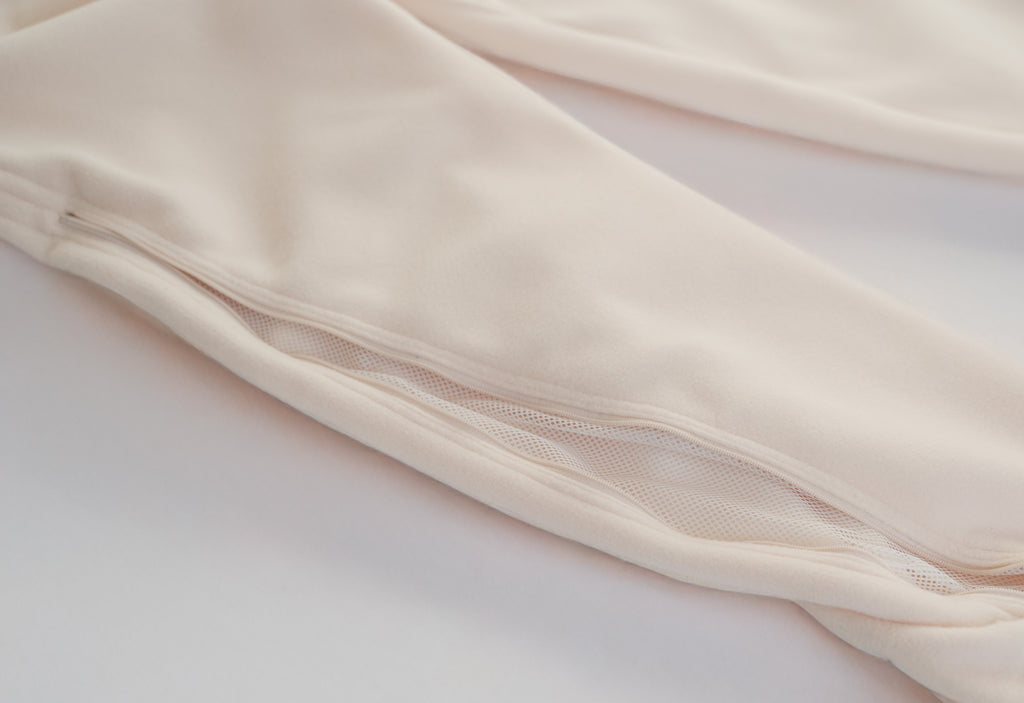 Side-Zip Fleece Pants - Off White